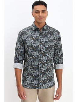 Allen Solly - Men Grey Slim Fit Print Full Sleeves Casual Shirts
