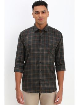 Allen Solly - Men Green Slim Fit Check Full Sleeves Casual Shirts