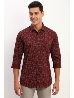 Allen Solly - Men Brown Slim Fit Print Full Sleeves Casual Shirts