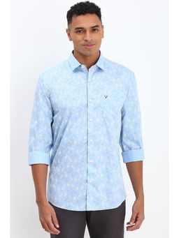 Allen Solly - Men Blue Slim Fit Print Full Sleeves Casual Shirts