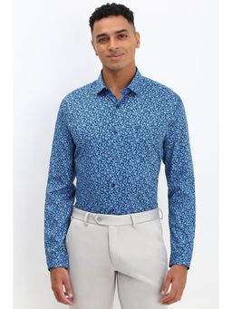Allen Solly - Men Blue Slim Fit Print Full Sleeves Formal Shirt