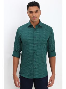 Allen Solly - Men Green Slim Fit Print Full Sleeves Casual Shirts