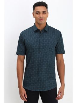 Allen Solly - Men Green Slim Fit Print Half Sleeves Casual Shirts