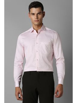Louis Philippe - Men Pink Classic Fit Print Full Sleeves Formal Shirt