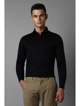 Louis Philippe - Men Black Slim Fit Solid Full Sleeves Formal Shirt