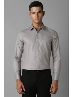 Louis Philippe - Men's Cotton Wrinkle Resistant Slim fit Light Grey Textured Formal Shirt