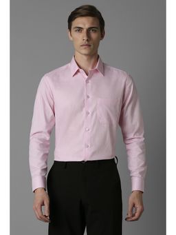 Louis Philippe - Men Pink Slim Fit Print Full Sleeves Formal Shirt