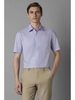 Louis Philippe - Men Lilac Classic Fit Print Half Sleeves Formal Shirt