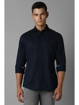 Louis Philippe - Men Navy Blue Slim Fit Print Full Sleeves Casual Shirt