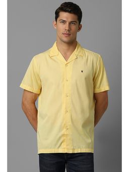 Louis Philippe - Men Yellow Slim Fit Solid Half Sleeves Casual Shirt