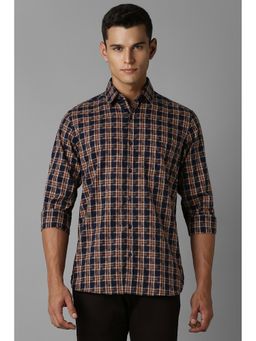 Louis Philippe - Men Brown Slim Check Full Sleeves Casual Shirt