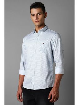 Louis Philippe - Men Blue Slim Fit Print Full Sleeves Casual Shirt