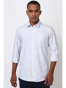 Peter England - Men White Slim Fit Check Shirt