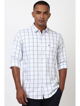 Peter England - Men White Slim Fit Check Shirt