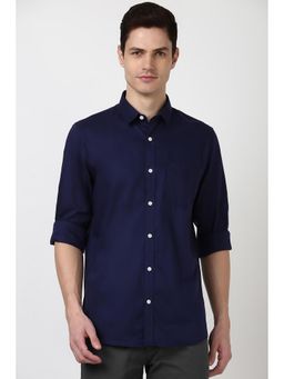 Peter England - Men Navy Blue Slim Fit Solid Shirt