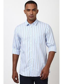Peter England - Men Blue Slim Fit Stripe Shirt