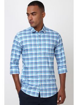 Peter England - Men Blue Slim Fit Check Shirt