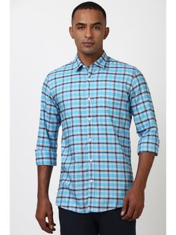 Peter England - Men Blue Slim Fit Check Shirt