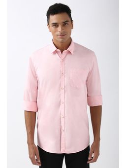 Peter England - Men Pink Slim Fit Solid Shirt