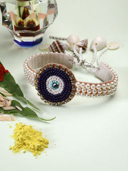 Moedbuille - Handcrafted Pearls Studded Multi Strand Rakhi