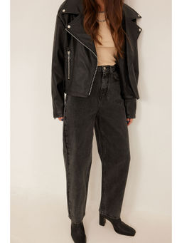 NA-KD - Wide Leg Barell Denim-vintage Grey