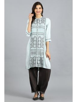 W - Blue Textured Kurta