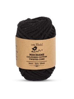 Little Birdie - Cotton Twisted Cord Black 3mm 3 Ply 25 Meter
