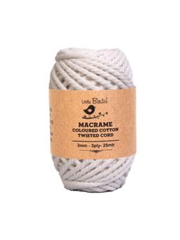 Little Birdie - Cotton Twisted Cord Off White 3mm 3 Ply 25 Meter