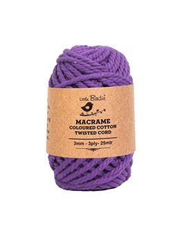 Little Birdie - Cotton Twisted Cord Lavender 3mm 3 Ply 25 Meter