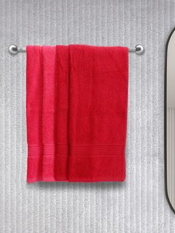 KOPA - Quick Dry 100% Cotton Soft Terry Towel -4Pc Hand Towel D'Ross Solid-Red, Pink