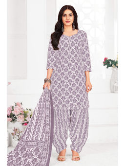 SALWAR STUDIO - Cotton Printed Lavender Unstitched Dress Material