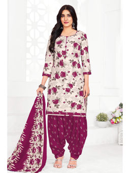 SALWAR STUDIO - Cotton Printed Pink Unstitched Dress Material