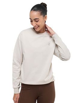 Hunnit - Cream Crew Neck Full Sleeves Pull On Sweatshirt