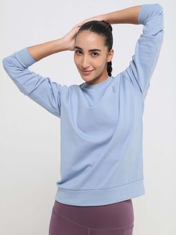 Hunnit - Blue Crew Neck Full Sleeves Pull On Sweatshirt