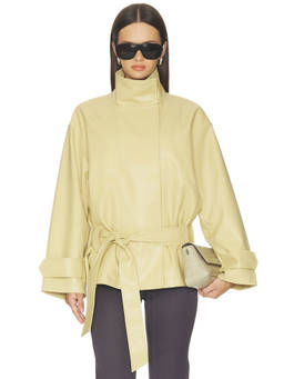 4th & Reckless - Jaden Women's Faux Leather Belted Jacket Beige