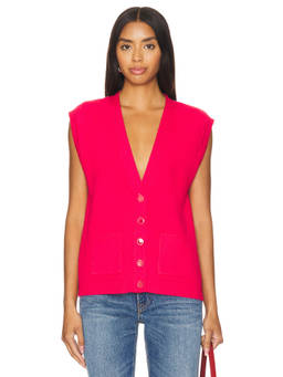 525 - Button Front Women's Sleeveless Knit Vest Pink