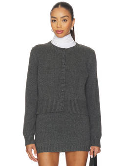 525 - Covered Button Women's Button-Front Cotton Blend Cardigan Grey
