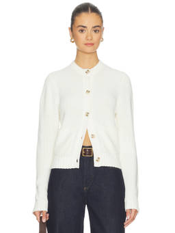 525 - Palmer Crew Neck Women's Button-Front Knit Cardigan White