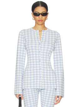525 - Juniper Women's Fitted Button-Up Longline Cardigan Blue