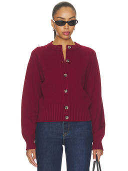 525 - Esme Raglan Women's Button-Up Ribbed Trim Cardigan Maroon
