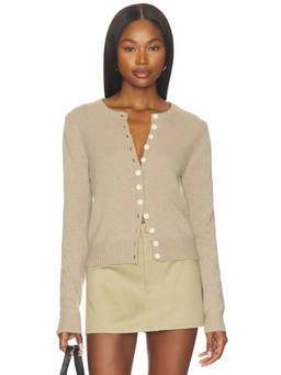 525 - Classic Women's Button-Up Cashmere Knit Cardigan Beige