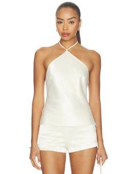 ALL THE WAYS - Maclennan Women's Sleeveless Halter Neck Top Off White