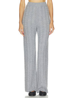 AEXAE - Cashmere Cable Women's Straight-Leg Pull-On Trousers Grey
