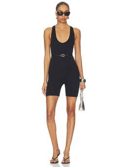 AFRM - Enora Women's Sleeveless Racer Back Knit Jersey Romper Black
