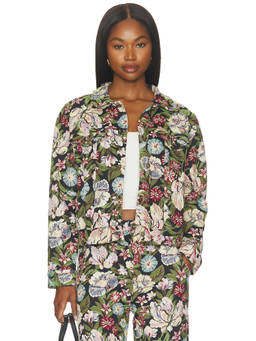 Agua Bendita - Jacquard Women's Floral Button Front Jacket Multi-Color