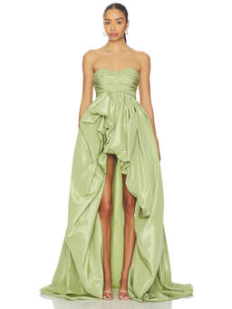 AKNVAS - Evy Women's Ruched Sweetheart Maxi Gown Green