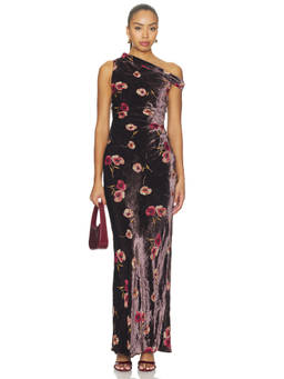 Amanda Uprichard - Anitta Women's One Shoulder Ruched Maxi Dress Black