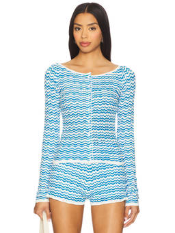 Amanda Uprichard - Breezy Women's Button-Front Scallop Trim Cardigan Blue