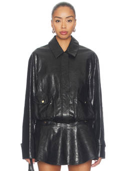 Amanda Uprichard - Karla Women's Faux Leather Zippered Jacket Black