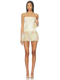 Amanda Uprichard - Laureline Women's Floral Ruffled Corset Mini Dress Multi-Color